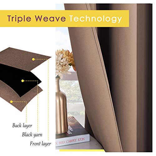 Blackout Window Curtains and Drapes for Kitchen (Cappuccino / 42"W x 45"L (Pack of 2))