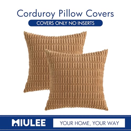 Corduroy Decorative Throw Pillow Covers 20x20 Brown Pack of 2 (Brown / 20" x 20" (Pack of 2))