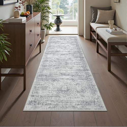 2x6 Runner Rug Non Slip (Grey/Ivory / 2' x 6' (Runner))