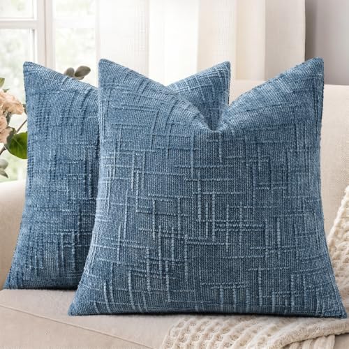Textured Chenille Throw Pillow Covers 16x16 Set of 2 Purple (Lilac Purple / 16" x 16" (Pack of 2))