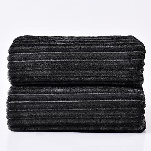 3D Ribbed Jacquard Black Full Size Blankes for Bed (Black / Full(84"x90"))