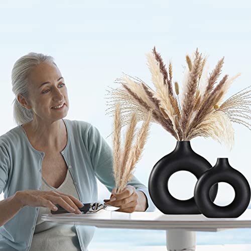 Black Ceramic Vase for Modern Home Decor (Black / Small + Big)