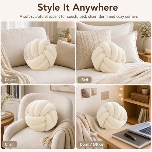 Ivory White Knot Pillow Ball (White / 11inch)