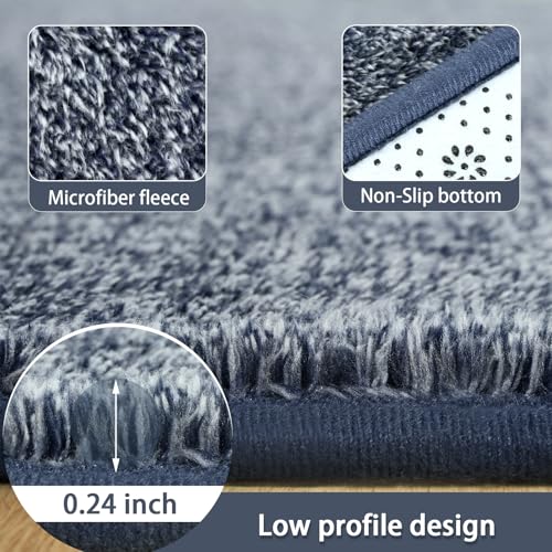 5x7 Area Rugs for Living Room Non Slip Dorm Bedroom Rug (5' x 7' (Rectangular) / Navy Blue and White)