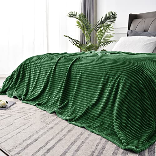 Ribbed Jacquard Dark Green Blankets Queen Size for Bed (Dark Green / Queen(90"x90"))