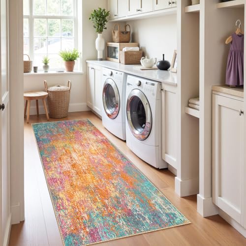 Washable Runner 2'x10' Abstract Area Rug for Hallway Starlight (Starlight / 2' x 10' (Runner))
