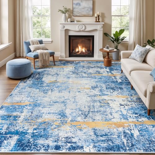 8x10 Area Rugs for Living Room (Blue Gold / 8' x 10' (Rectangular))