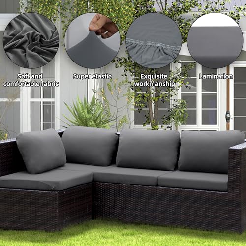 12PCS Patio Cushion Covers.Patio Furniture Couch SeatSlipcovers (Grey / 12PCS)