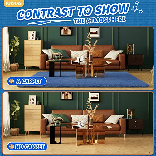 Area Rugs Fluffy Living Room Carpets for Bedroom 4x5.3 (Light Navy / 5.3' x 7.5' (Rectangular))