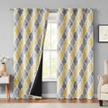Moroccan 100% Blackout Curtains Bedroom Yellow Grey 50x90 2 Panels (Grommet | Yellow and Grey / 50"W x 90"L (Pack of 2))
