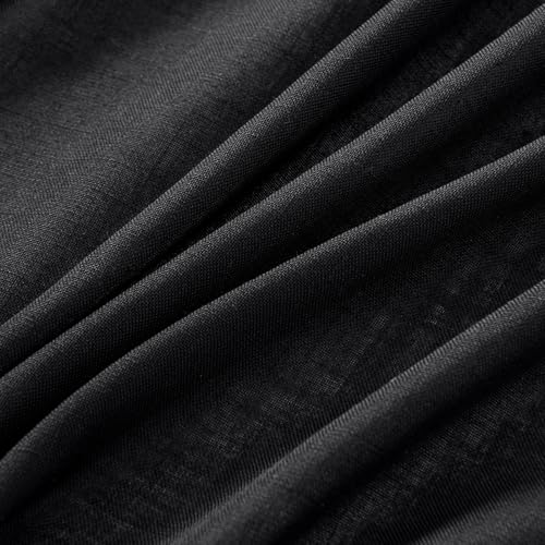 Black Linen Curtains 84 Inch Length 2 Panels for Bedroom Living Room (52"W x 84"L (Pack of 2) / Black)