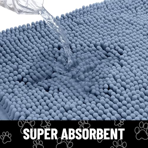 Dog Door Mat for Muddy Paws (48"X30" / Airy Blue and Black)