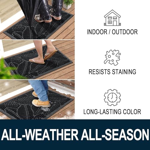 Waterproof Front Doormat (Black / 47" X 32")