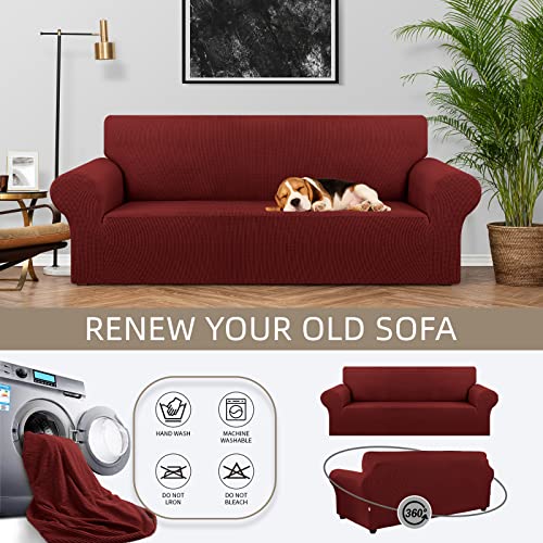 Stretch Couch Covers for Sofa (Dark Red / Large)