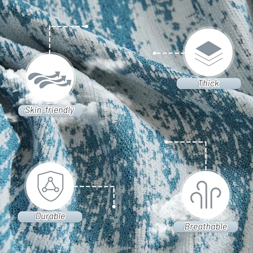 Boho Couch Cover for Dogs Washable Sage Abstract Couch Sofa Protector for Cats Pets Friendly Chenille Geometric Sofa Covers Soft Durable Farmhouse Sofa Slipcovers (71" x 102" / 1# Blue)
