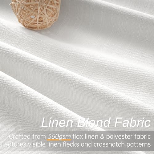 White Black Out Curtains 63 Inch Long for Bedroom Rings Hooks Back Tab Thermal Insulated Short Linen Blackout Drapes Farmhouse Living Room Darkening Kitchen Curtains 52Wx63L (Cream White / 52"W x 63"L (Pack of 2))