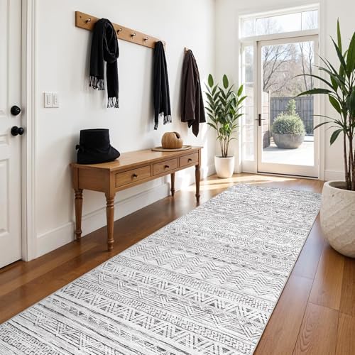 3x10 Runner Rug Washable Moroccan (Grey / 3' x 10')