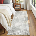 Washable Runner 2'x6' Abstract Area Rug for Hallway Gray White (Gray/White / 2' x 6' (Runner))