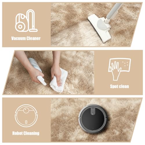 9x12 Fluffy Area Rugs for Living Room Bedroom (Mottling Beige / 9' x 12' (Rectangular))