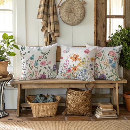 Spring Pillow Covers 16x16 Inch Set of 4 (Spring04)
