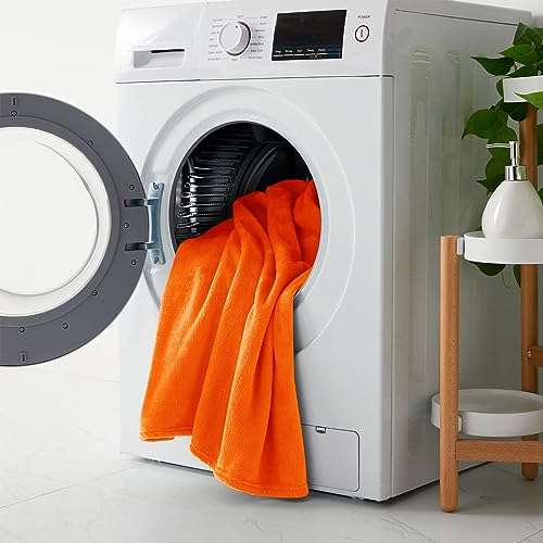 Super Soft Fall Throw Blanket Premium Silky Flannel Fleece Twin Size Orange Microfiber Lightweight Blanket All Season Use (Orange / Twin(60"x80"))