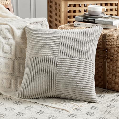 2 Packs Neutral Grey Euro Decorative Throw Pillow Covers 26x26 Inch for Couch Bed Sofa (Neutral Grey / 26" x 26" (Pack of 2))