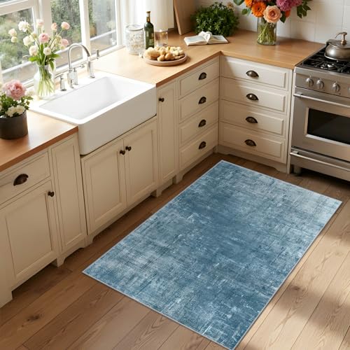 2x3 Entryway Rug Small Modern Abstract Door Mat (Blue / 2' x 3' (Rectangular))
