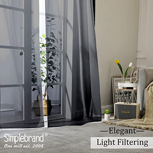 Black Sheer Curtains (Black / 59"W x 72"L (Pack of 2))
