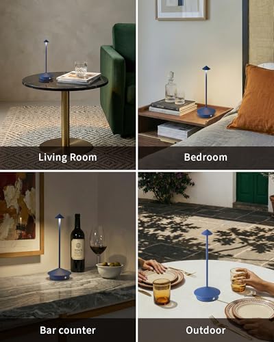 Modern Cordless Table Lamp Set of 2 (Blue (2 Pack))