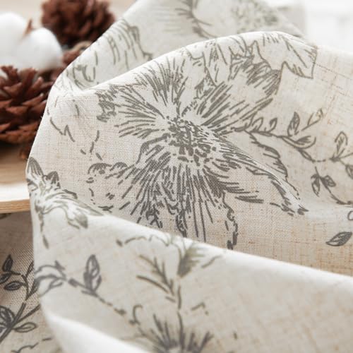 Vintage Floral Linen Curtains 54 Long for Living Room 2 Panels (Grey / 50"W x 54"L (Pack of 2))