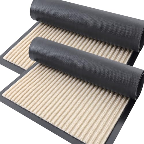 2 Pack Front Door Mats 59x23 (Beige / 59" x 23")