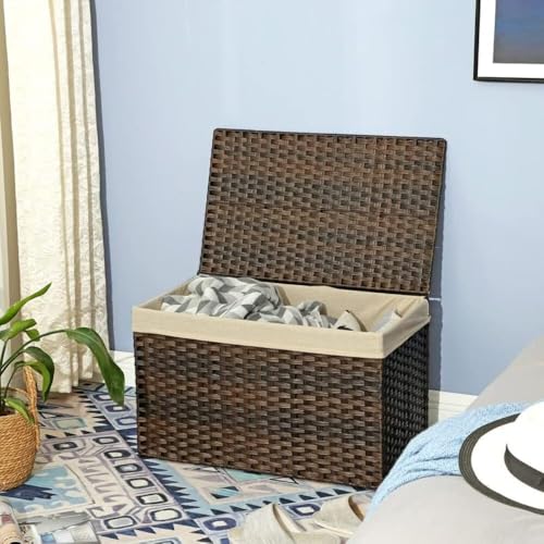 Woven Storage Basket with Lid (160 L / Brown)