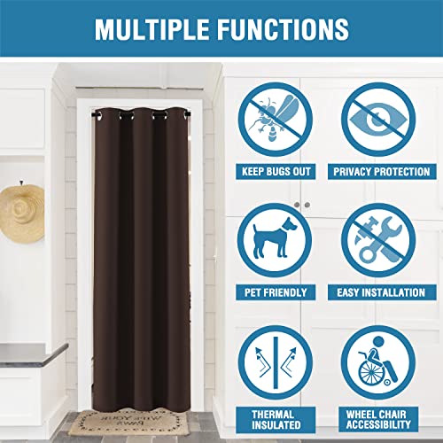 Doorway Curtain Blackout Closet Door Curtain Room Divider Window Treatment Curtain for Bedroom Thermal Insulated Privacy Drape Soundproof Grommet (42"W x 80"L (Pack of 1) / Chocolate Brown)