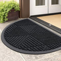 Half Circle Front Door Mat Outside Entrance (Black / 29.5" X 17")