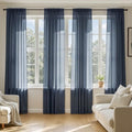 Navy Blue Sheer Curtains 108 Inches Long 4 Panels 54 x 108 Inches (54"W x 108"L (Pack of 4) / Navy Blue)