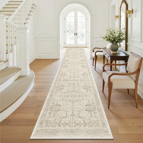 Hallway Washable Runner Rug 2x10 (Beige / 2' x 10' (Runner))