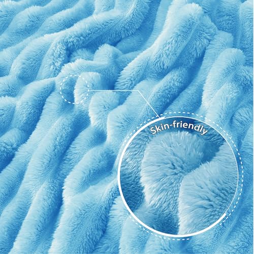 Striped Queen Size Fleece Blanket for Bed (Blue / Queen ( 90x90 IN ))