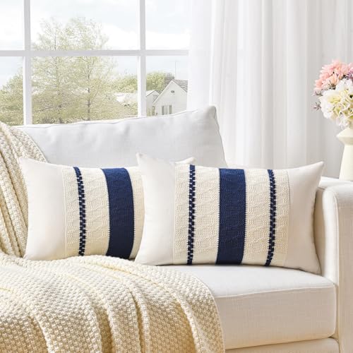 Set of 1 Navy Blue Lumbar Decorative Throw Pillow Covers 16x24 Inch for Couch Bed Sofa Living Room (24" x 16" (Pack of 1) / Navy Blue)