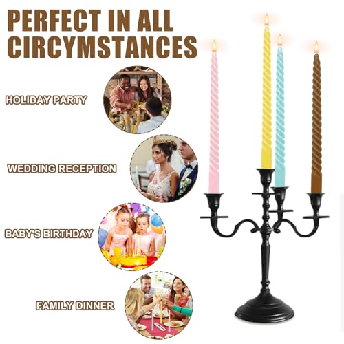 8Pcs Neutral Colors Spiral Taper Candles Dripless Twisted Wax Candles 10 Inch Long Unscented Candle Sticks for Holiday Wedding Party Home Dinner Table Decor (Neutral Colors)