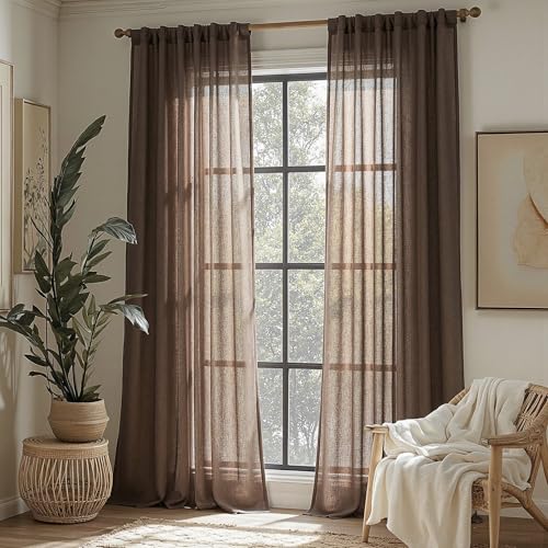 Dark Brown Curtains for Beroom Liivng Room 84 Inch Length 2 Panels Set (50"W x 84"L (Pack of 2) / Dark Brown)