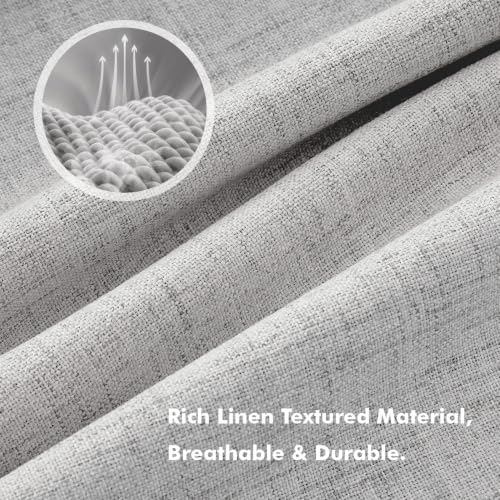 100% Blackout Linen Curtains 42 x 84 Inch Greyish White 2 Panels (Greyish White / 42"W x 84"L (Pack of 2))