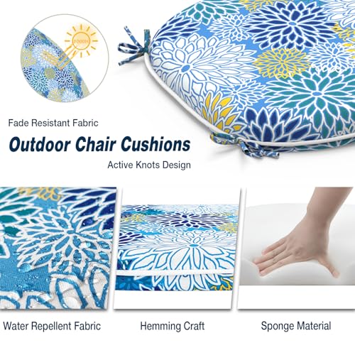 Outdoor Chair Cushions Set of 4 (4 Count / Dahlia Blue)