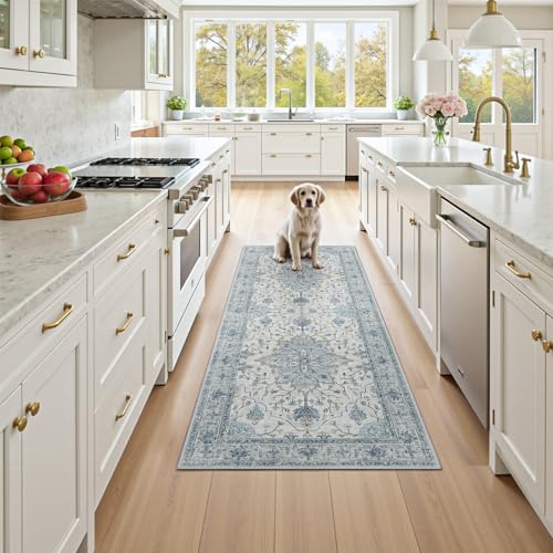 Washable Area Rug (Blue/White/Gray / 3' x 7' (Rectangular))