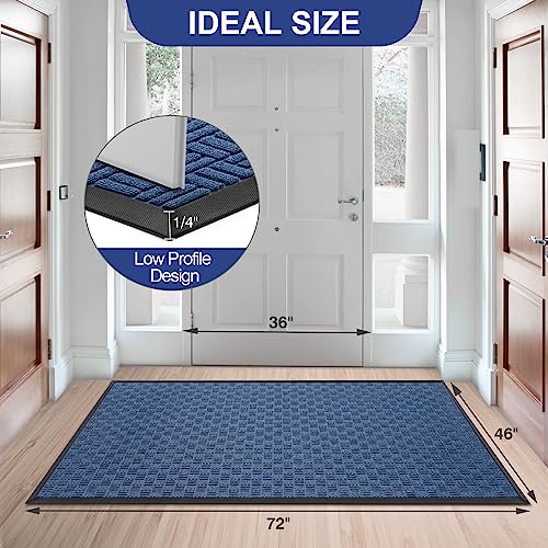 Front Door Mat Outdoor Entrance (Coastal Blue / 3'10" x 6'1" (Rectangular))