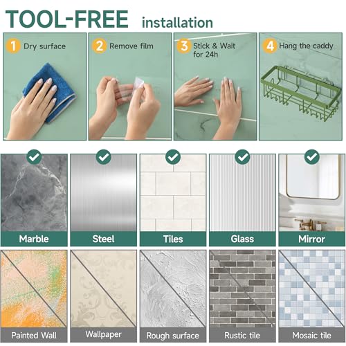 Rustproof & Waterproof Shower Caddy 6 (Green)