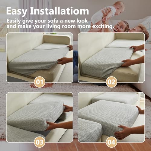 Couch Cushion Covers for Sofa Couch Covers Wear (Texture-light Gray / Large Triple Seat Cover)
