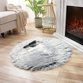 Ashler Faux Fur Rug (3' (Round) / R-frosted Bottom Gray)