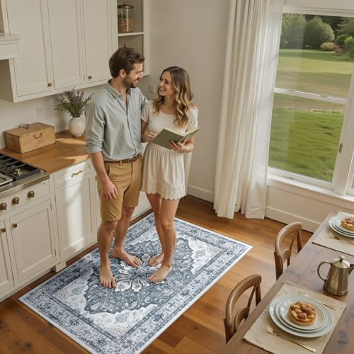 Washable Area Rug (Grey/White/Beige / 3' x 5' (Rectangular))