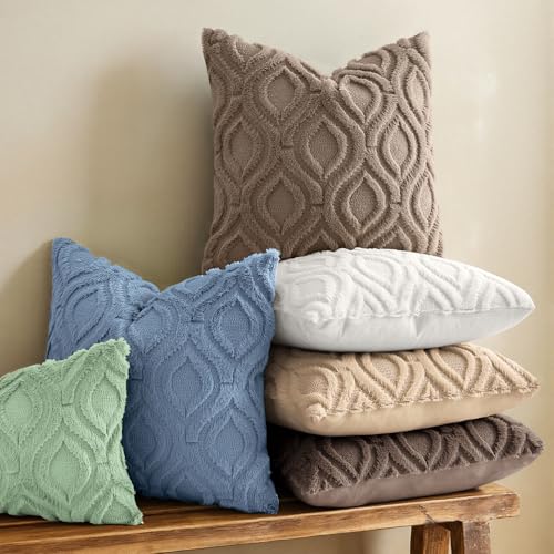 Faux Fur Soft Light Brown Throw Pillow Covers 18x18 Set of 2 (18" x 18" (Pack of 2) / Light Brown)