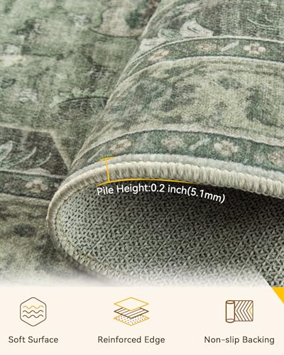 Washable Area Rug (Green/Dark Green/Gray / 3' x 4' (Rectangular))